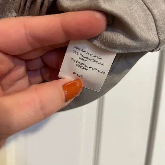 #114 AKRIS MUSHROOM TAUPE LAYERED RUFFLE TANK TOP BLOUSE SIZE 14 - Picture 6 of 7